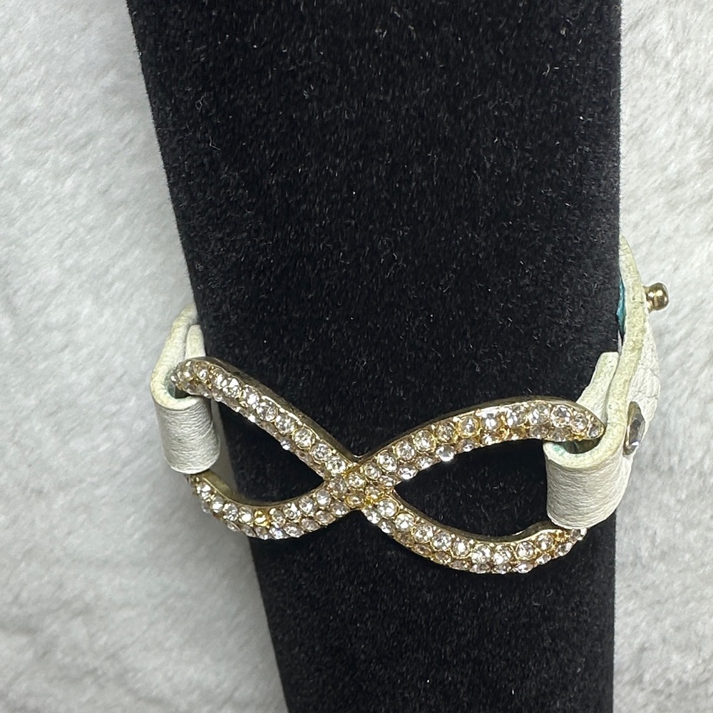 Crystal Infinity Leather Wrap Bracelet - White